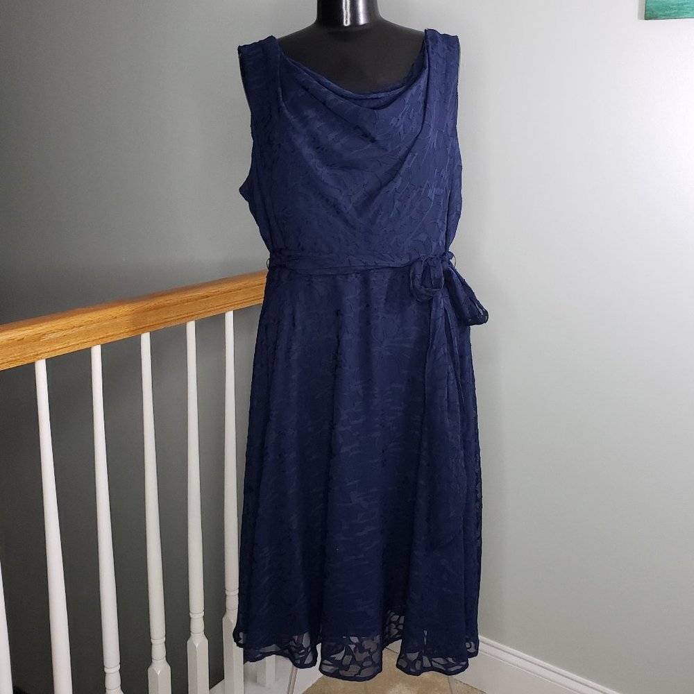 Luxe Navy Blue Lace Dress by Carmen Marx Valvo